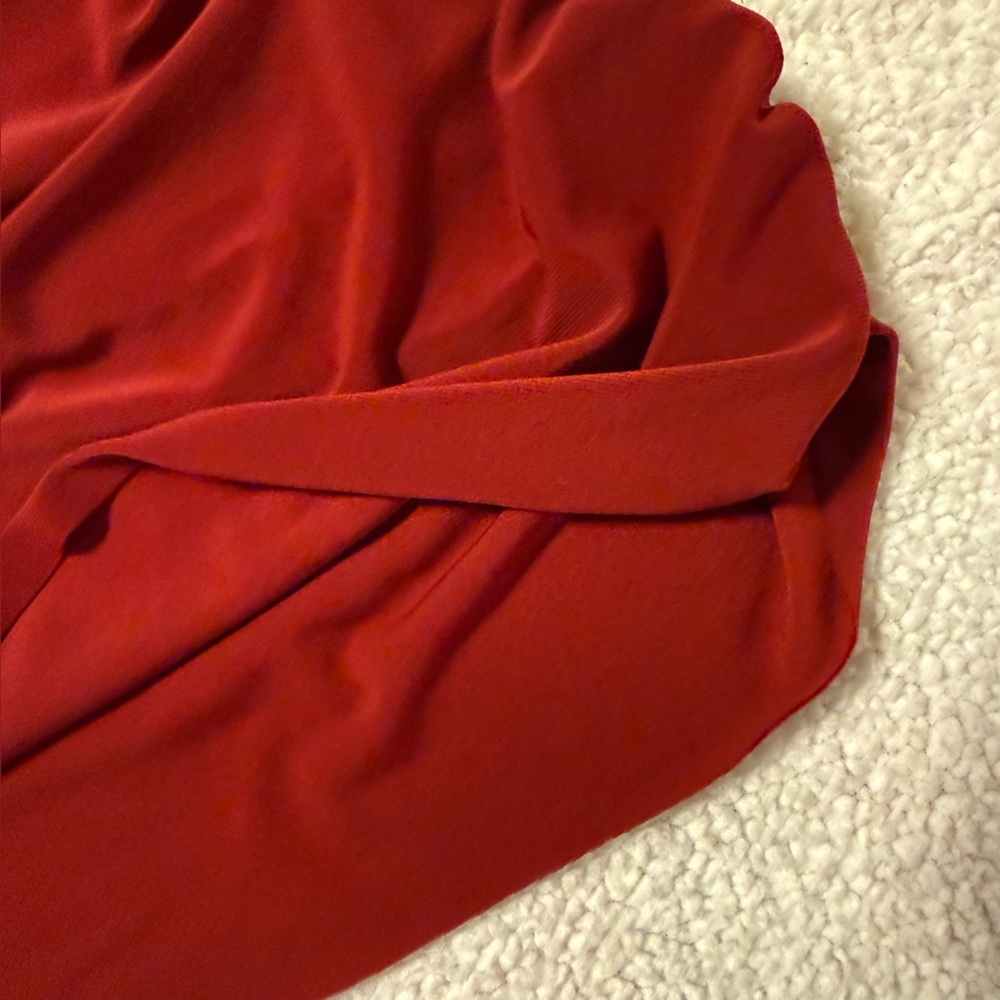 Norma Kamali Ruched Halter Tank Top Burgundy Deep Red V Neck - Picture 6 of 9